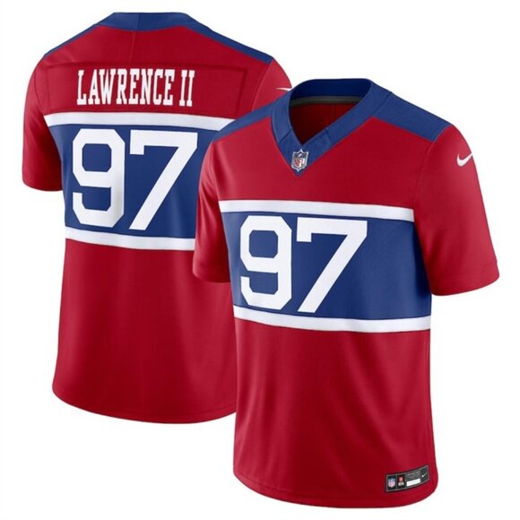 Mens Youths Kids Womens 97 Dexter Lawrence II Red Blue Stitched Jersey - Picture 2 of 2